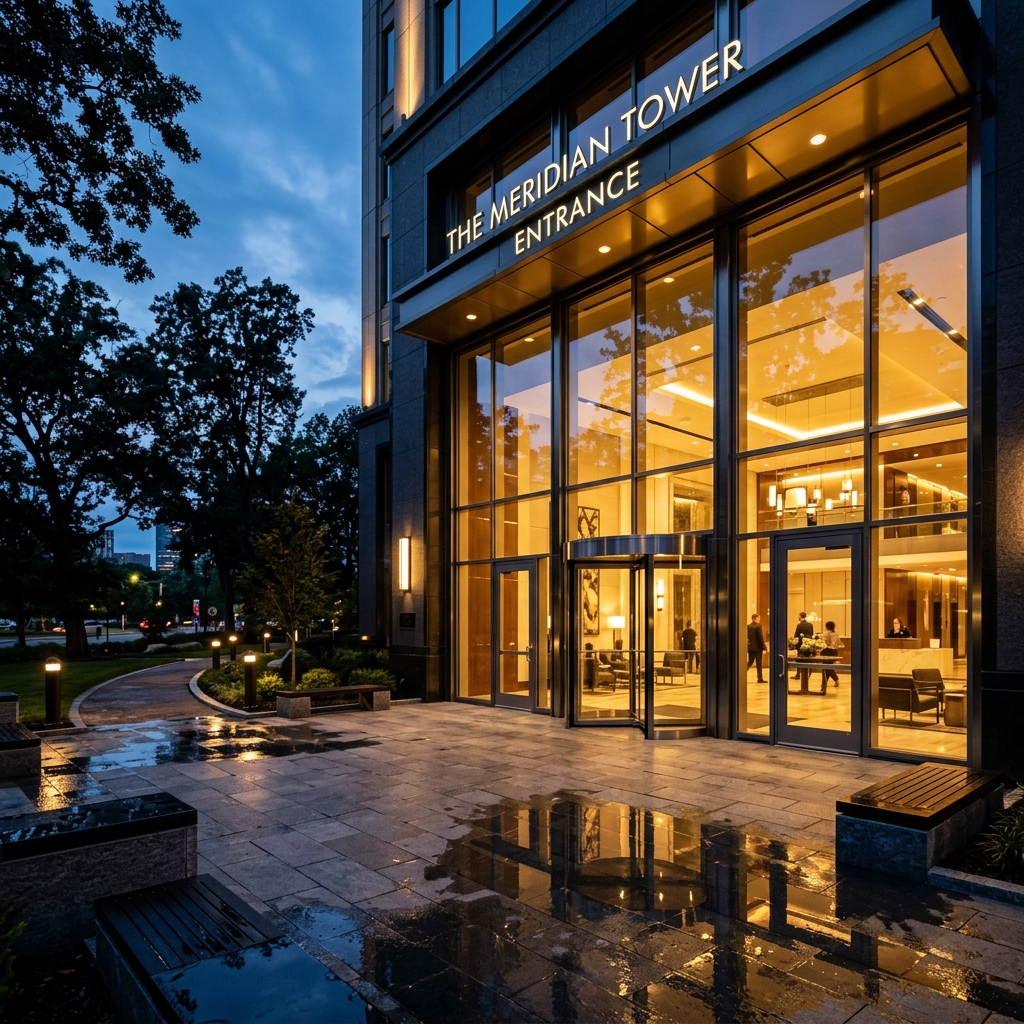 Dusk Entrance Glass Facade