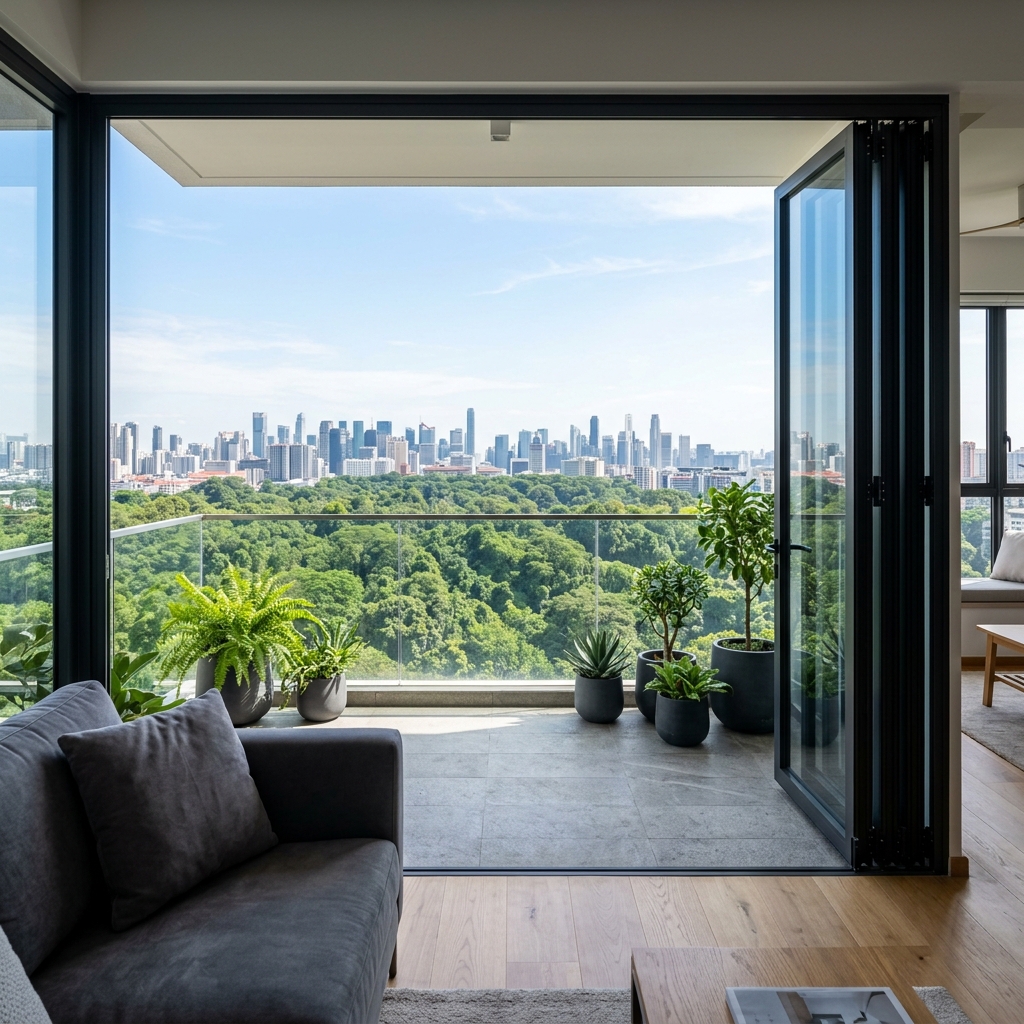 Premium Aluminium Folding Doors Balcony View